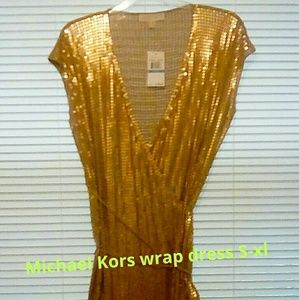 Michael Kors wrap dress gold